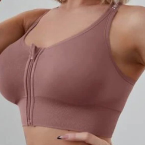 (M) Yoga Bra Super-Soft Easy-In Easy-Out Front-Zipper - Picture 1 of 2